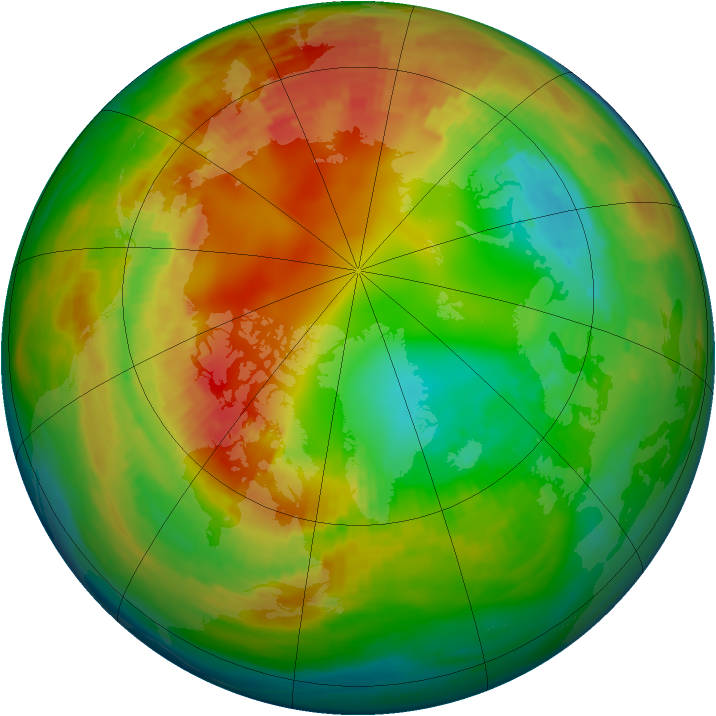 Arctic ozone map for 12 February 1992
